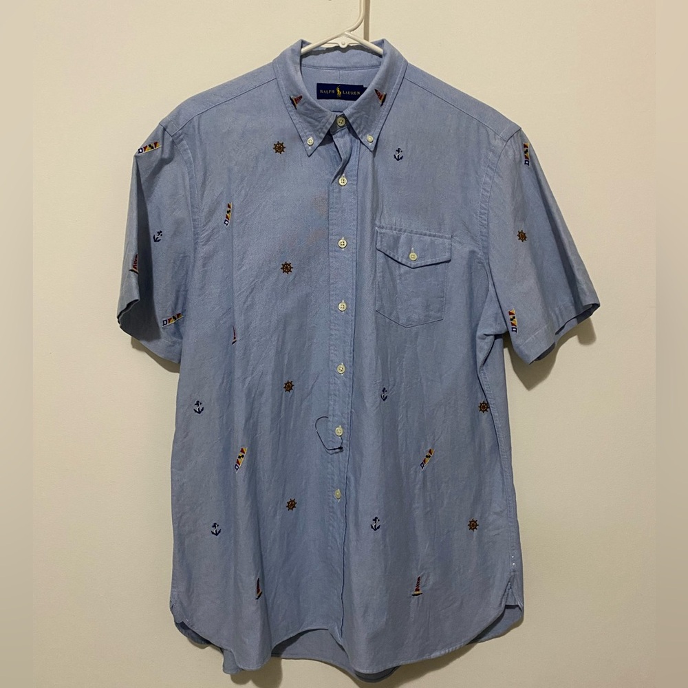 Polo Ralph Lauren Sailing Motif’s Chambray Short Sleeve Shirt. NWOT!!!